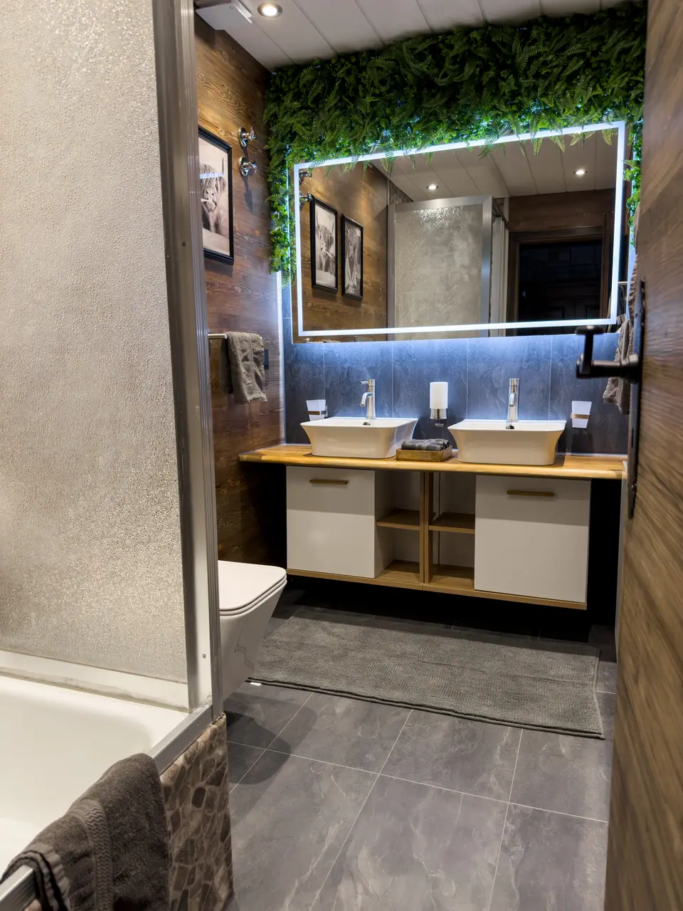 Bathroom with moss wall