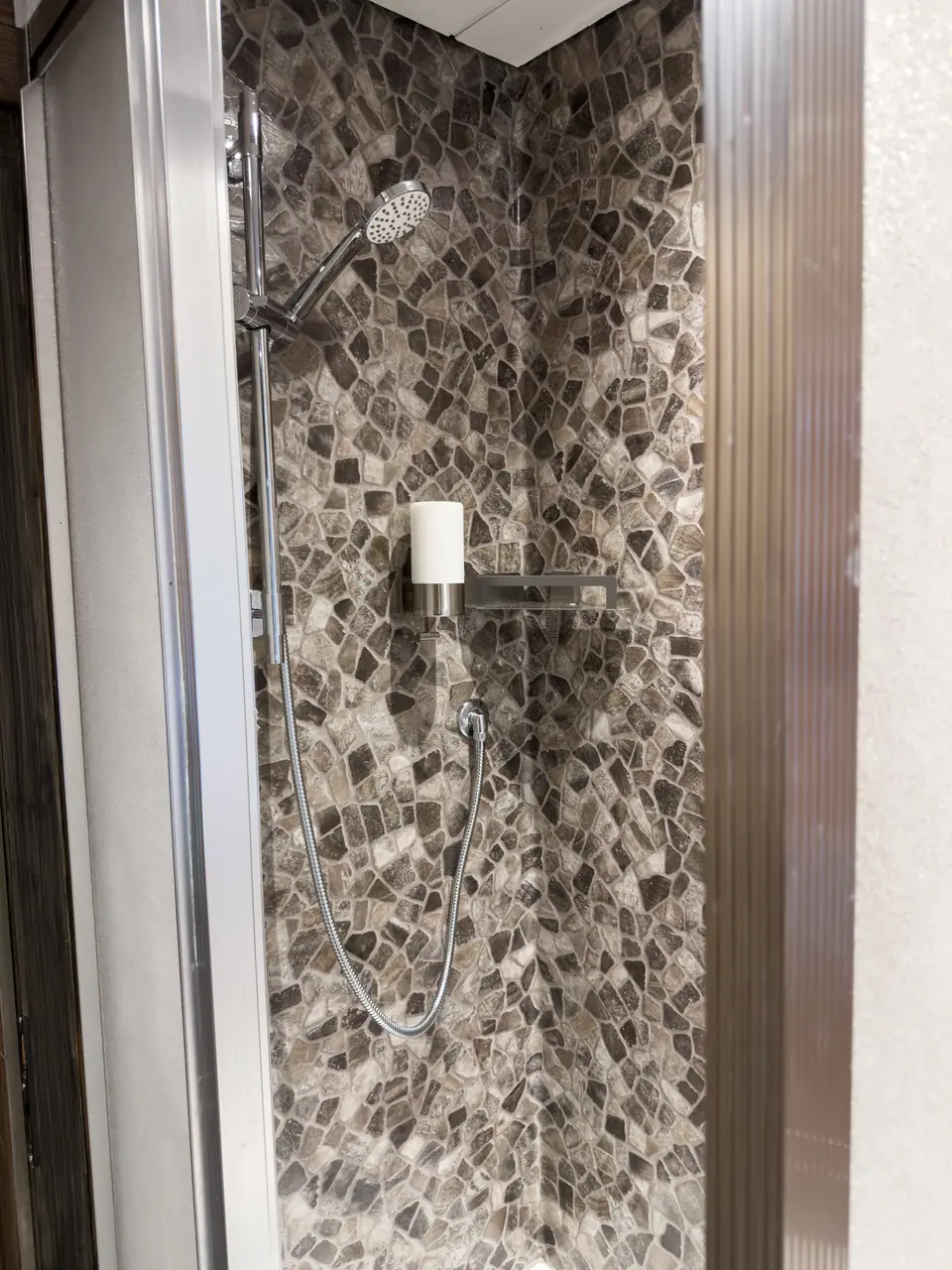 Shower with natural stone mosaic
