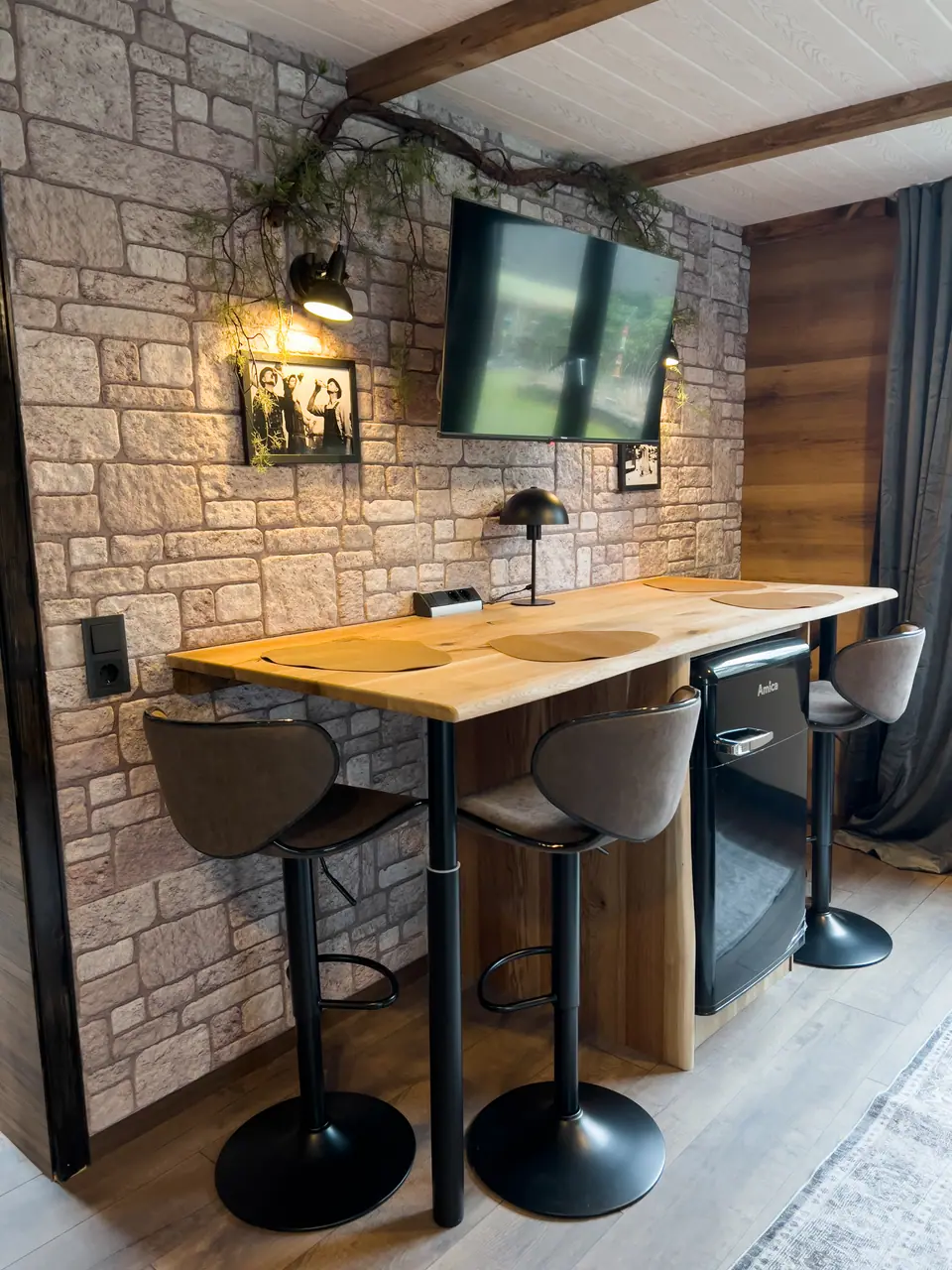 Bar table with stools