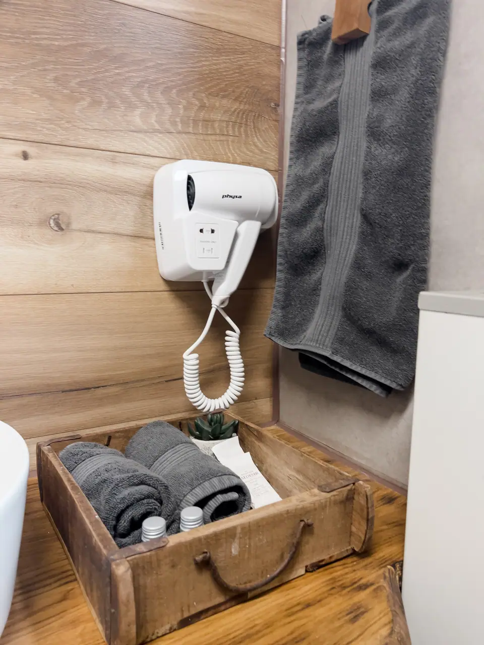 Towels and hair dryer
