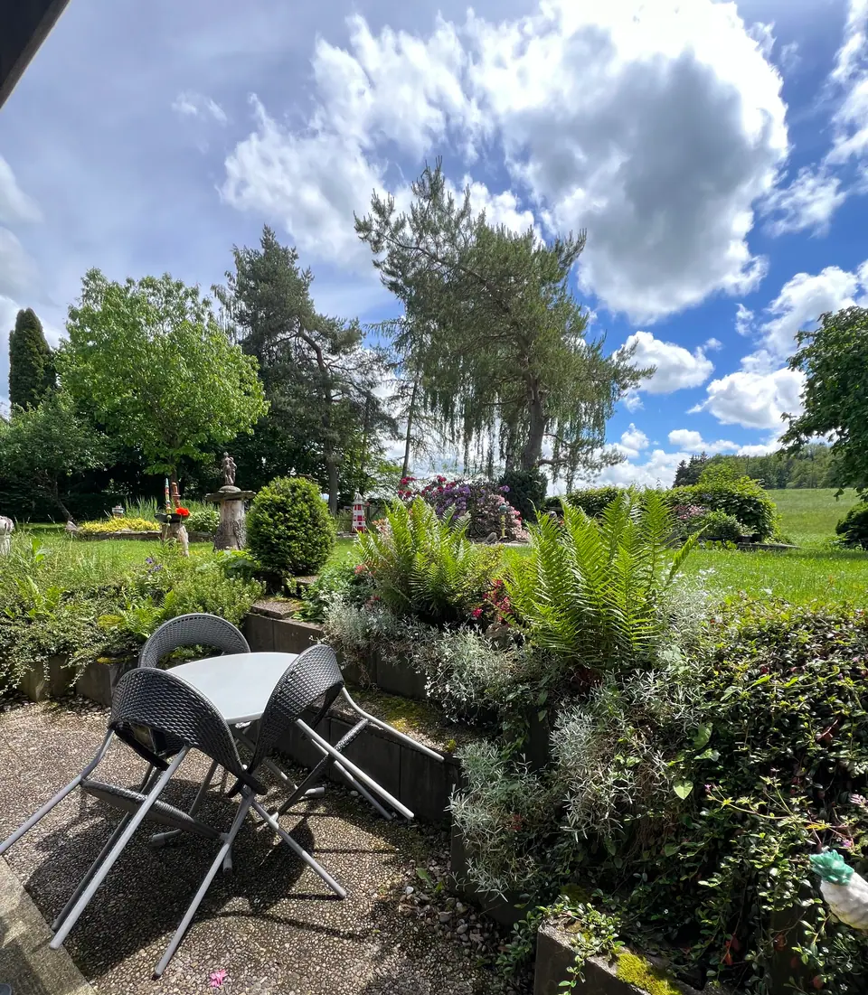 Blick von der Terrasse in den Garten